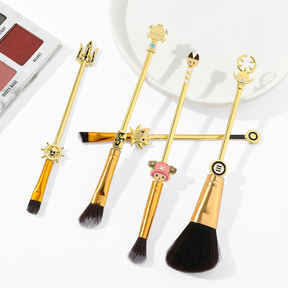 5pcs/set Anime ONE PIECE Tony Tony Chopper Cartoon Magic Wand Makeup Brush Metal Handle Cosplay Makeup Tools With Velvet Bag