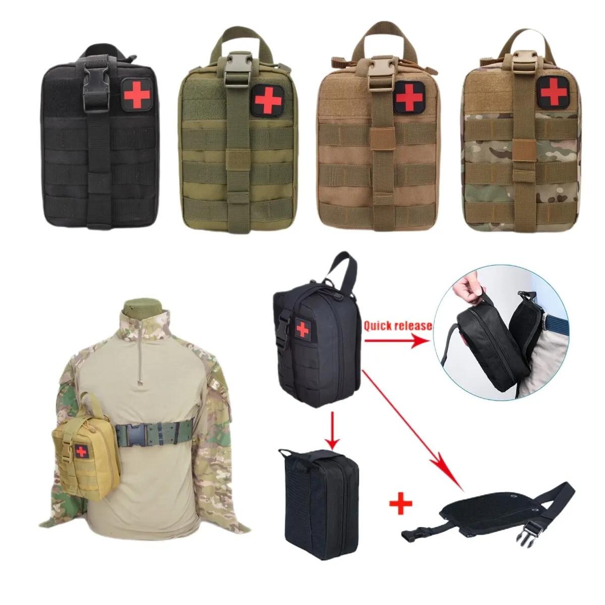 IFAK Molle Utility Bag Pouch Tactical First Aid Kit With Equipment Medical Supplies