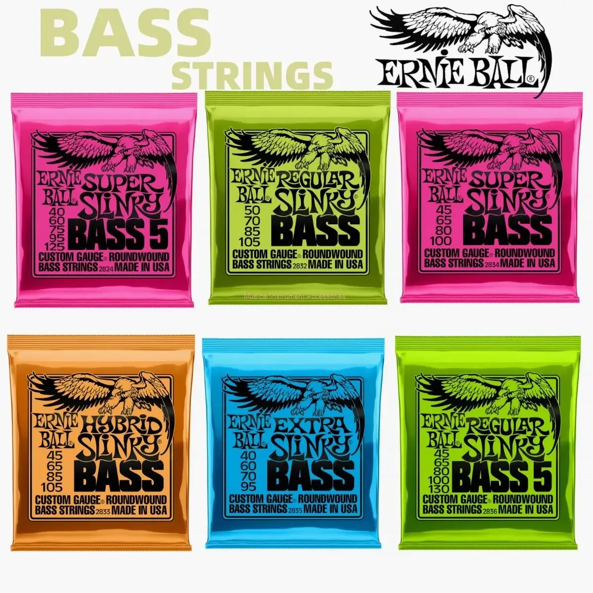 Ernie Ball 4-5 String Heavy Metal Rock Bass Guitar String Nickel Winding Rust Prevention 2834 2836 XL220 XL170 14077 14777