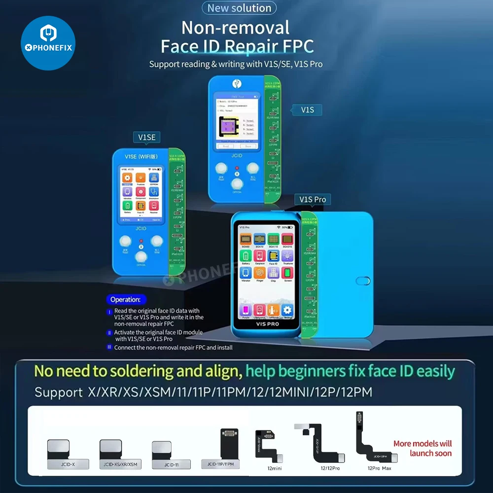 JCID JC V1SE V1S Pro Dot Projector Flex Cable Dot Projector Board Dot Matrix Detection for iphone X to 15 Face ID Not Working Fi