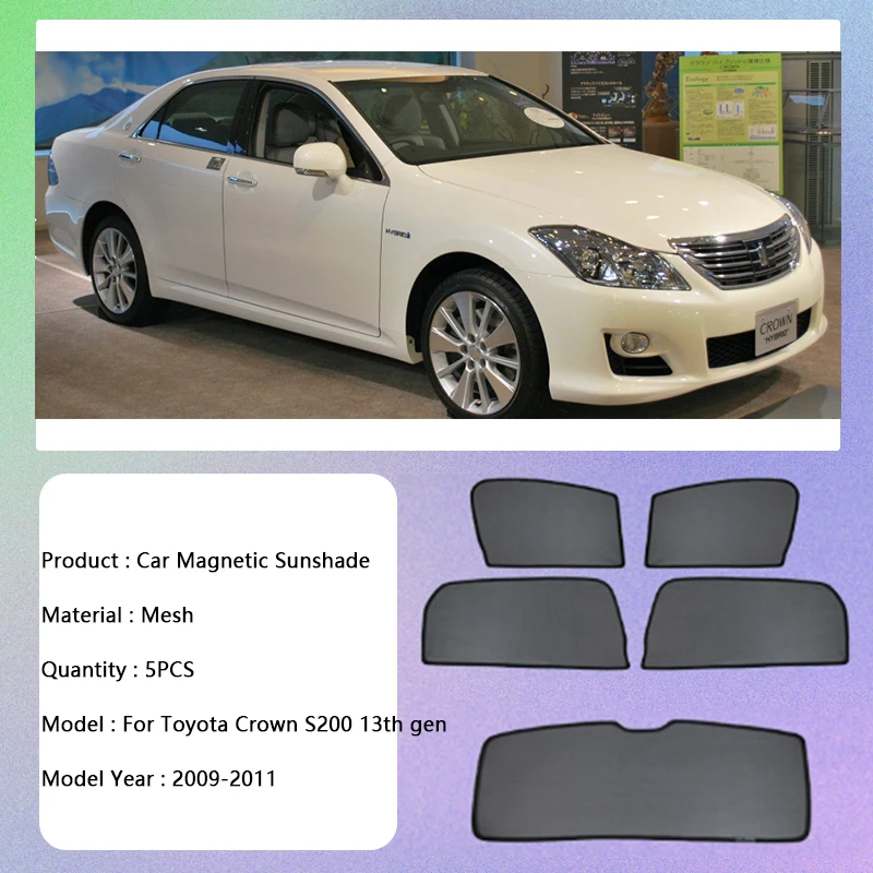 For Toyota Crown S200 13th Gen 2009 2010 2011 Magnetic Sunshade UV Protection Sun Shading Curtain Privacy Accessories Auto Parts