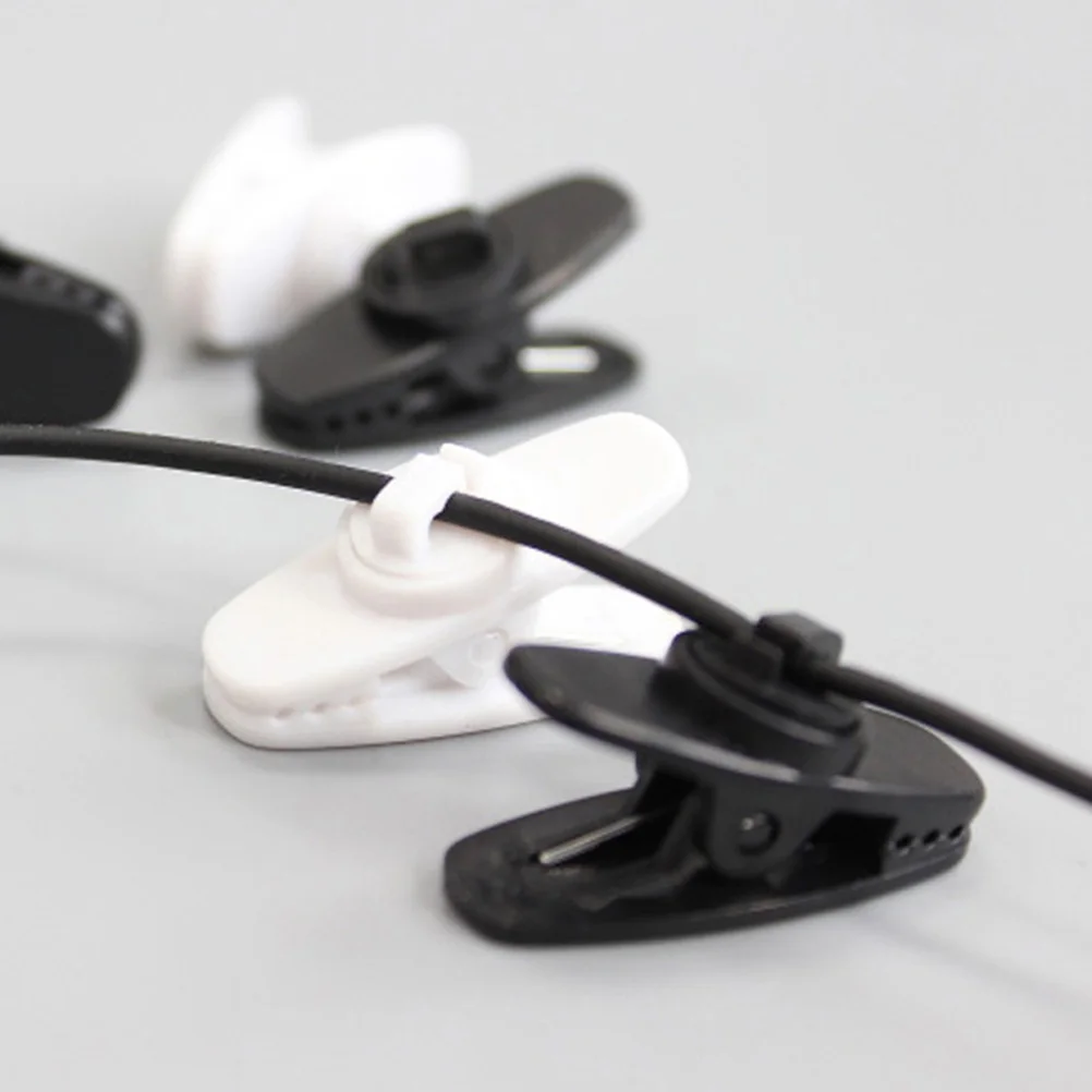 5pcs Rotating Headphone Cable Clamps Black Durable Flexible Clip For Headset Mount Fits Vertical Horizontal Surfaces Easy