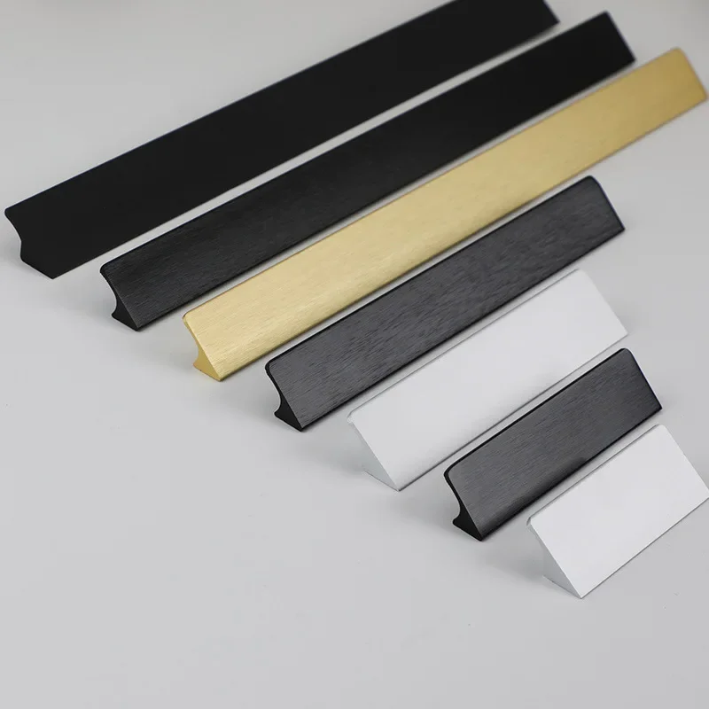 Type F Black Brushed Kitchen Cabinet Furniture Handle Gold Silver Wardrobe Door Drawer Knobs Home Decoration Hardware Handls