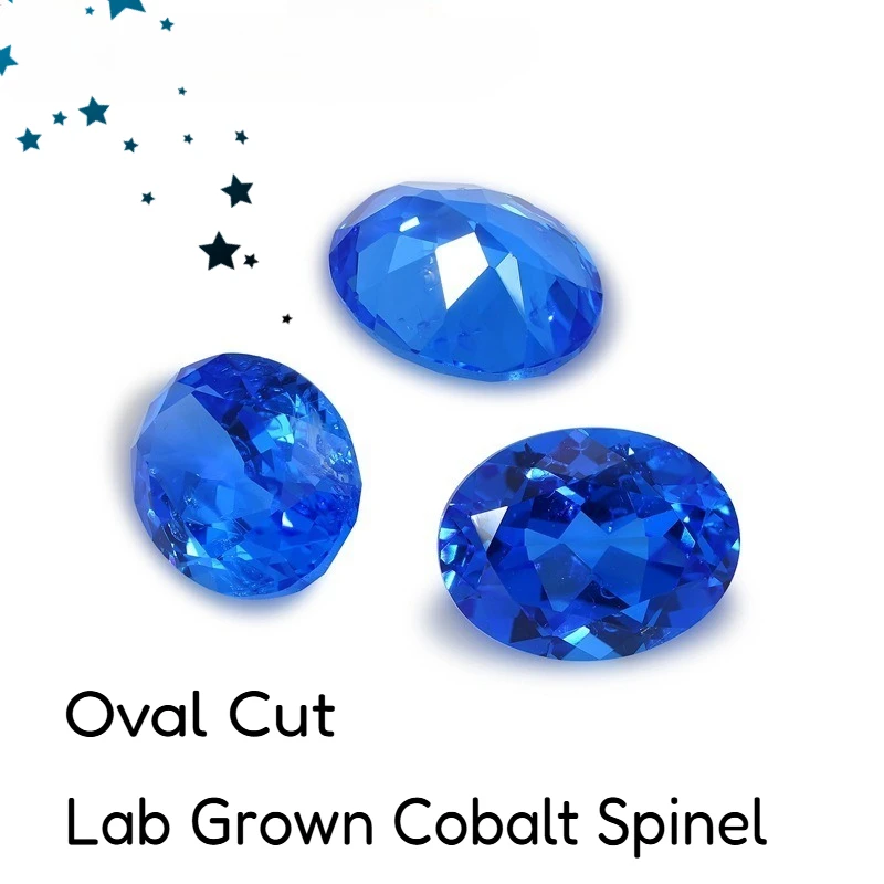Lab Grown Cobalt Spinel Oval Cut Multiple Shapes Gemstone for DIY Ring Necklace Earrings Main Materials Selectable Certificate