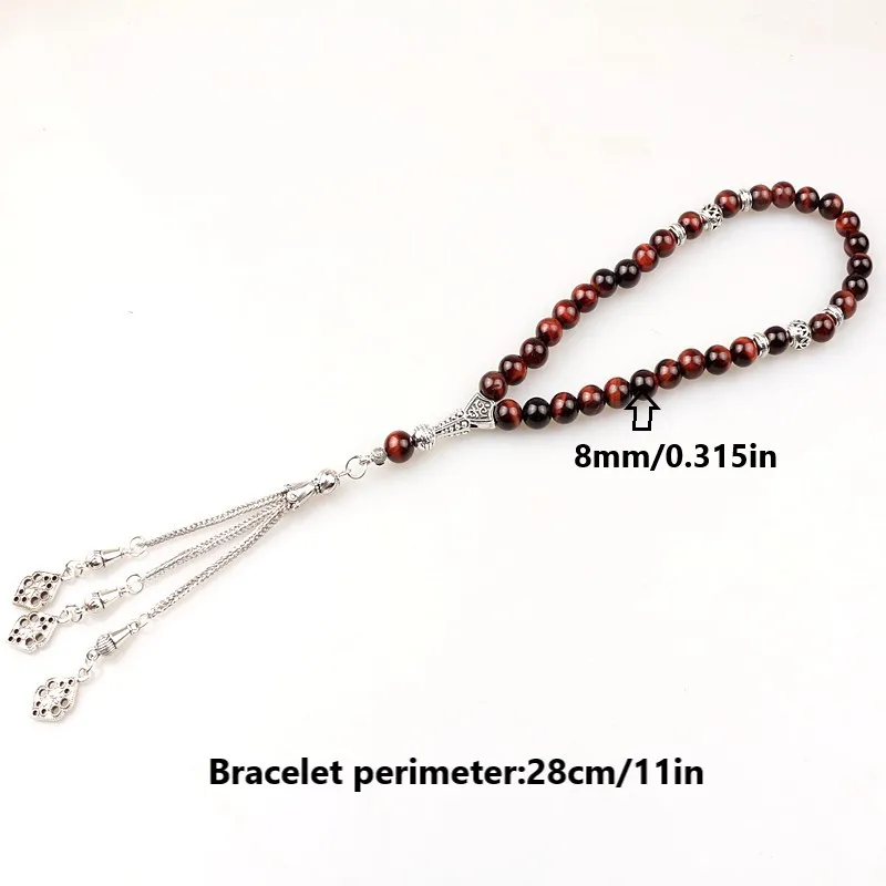 Tasbih Premium Muslim Prayer Beads Made With 8mm Natural Stone Beads for Daily Misbaha and Meditation