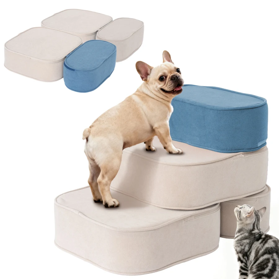 

Лестница для собак мелких пород, 17,7 дюймов высотой, 2-в-1, трансформируемая, 3-ступенчатая, для высоких кроватей и диванов, из пеноматериала высокой плотности, с противоскользящим покрытием