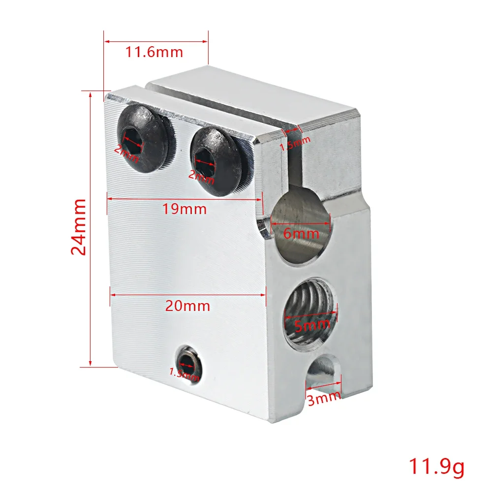 Accessoires d\'imprimante 3D Hotend en aluminium et laiton, nuits de chaleur, E3D V5 V6 MK7 MK8 MK2 MK10 Volcano PT100 CR10 2 IN 1 OUT