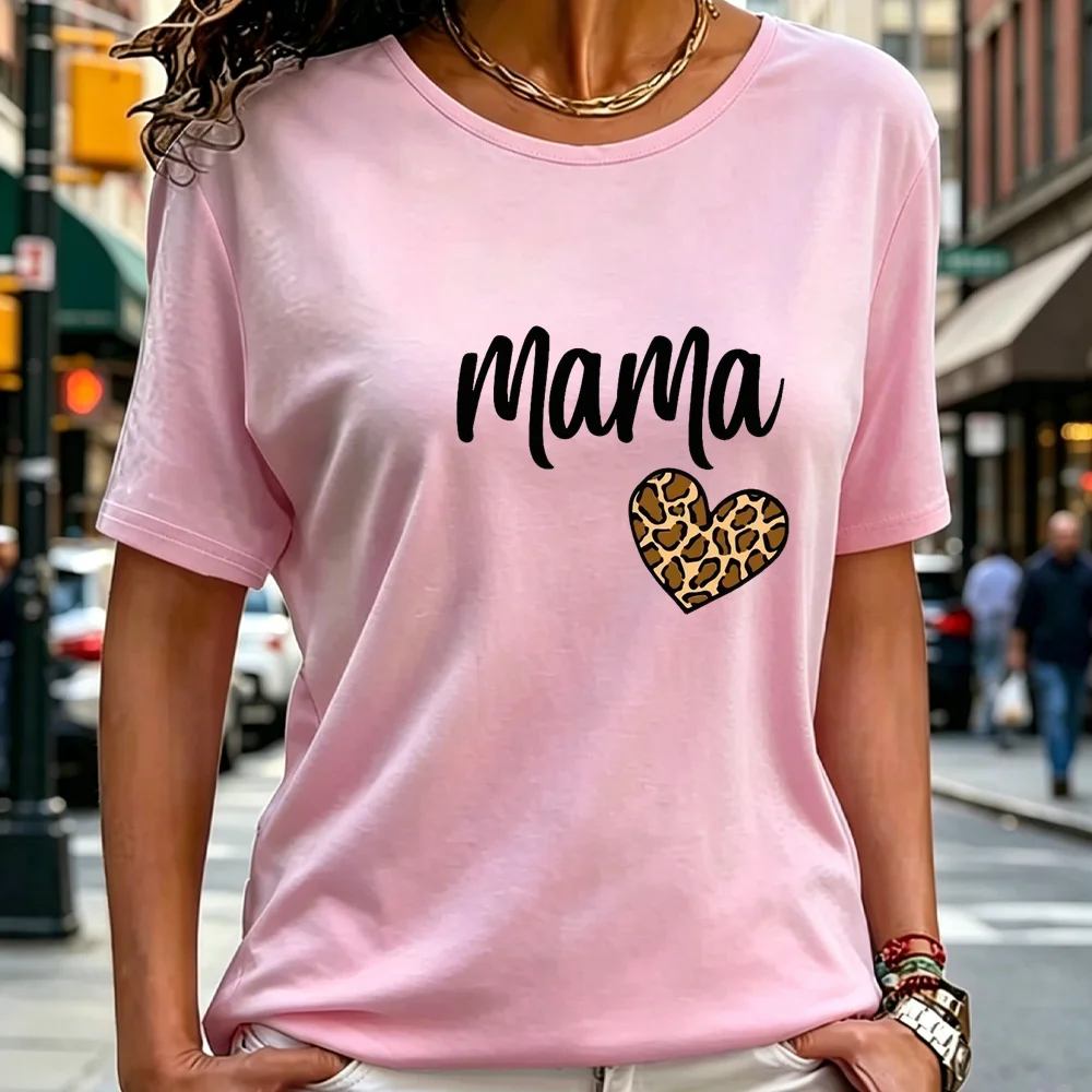 Summer new fashionable women's T-shirt MAMA love print casual round neck short sleeved T-shirt quick drying clothes