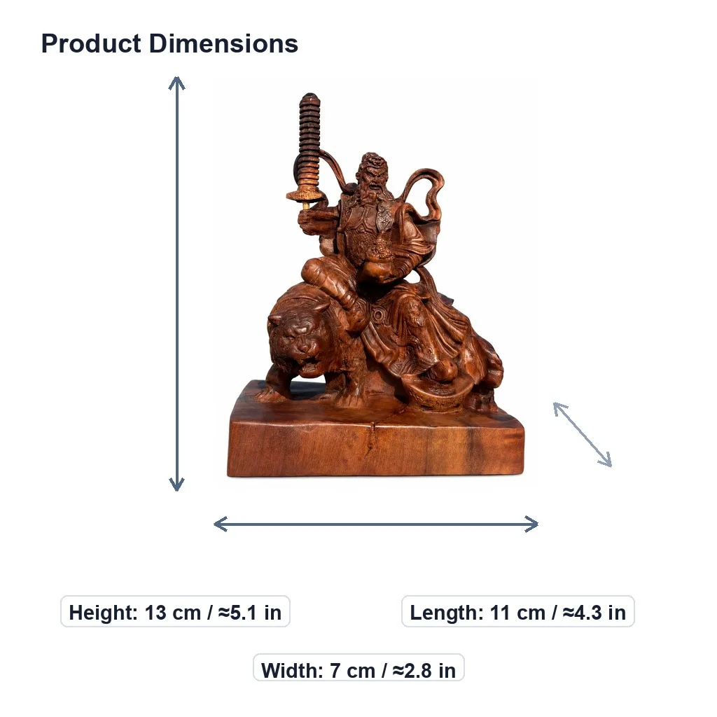Hand-Carved Thunderstruck Jujube Wood God of Wealth Statue for Chinese Feng Shui Living Room Office Desk Decor Gift