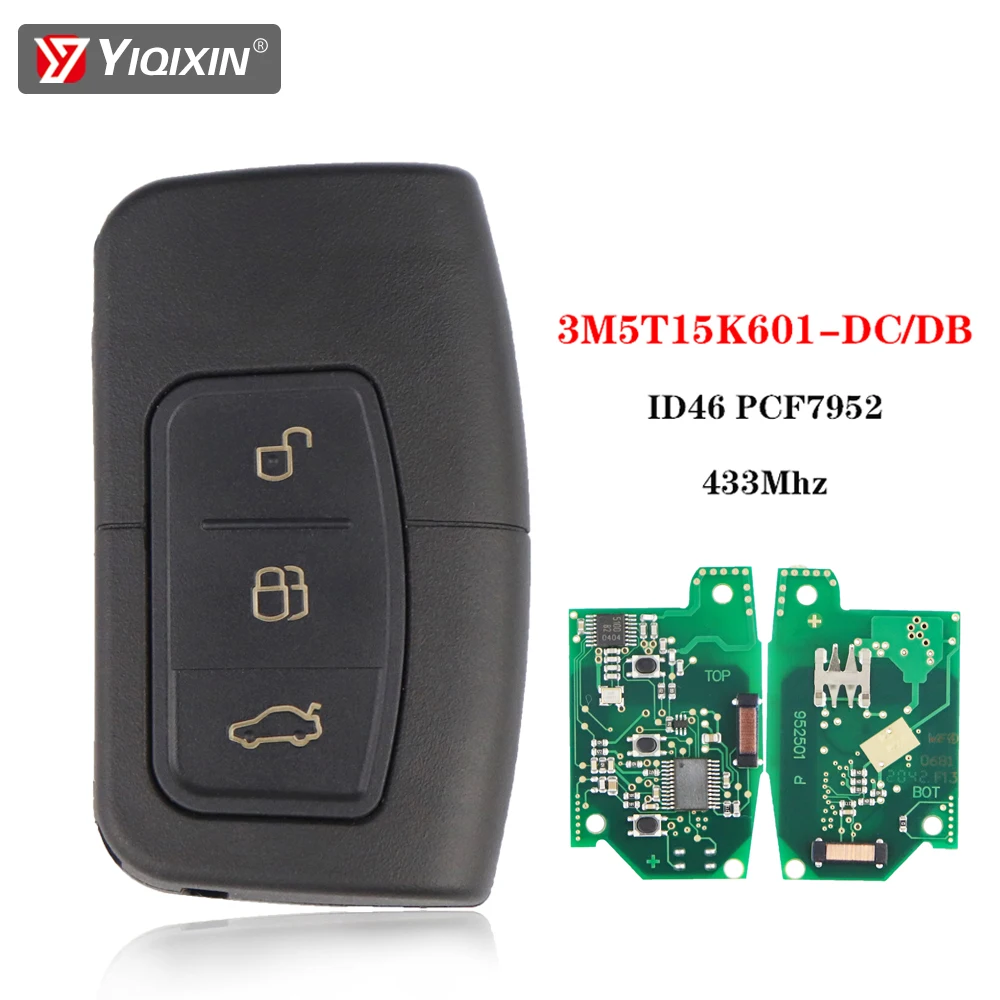 Remote Car Key For Ford Mondeo Focus Fusion Mk7 Galaxy C-Max 2005+ 3M5T-15K601-DC Escape Kuga Key No Logo 433MHz 4D63 Chip Blade