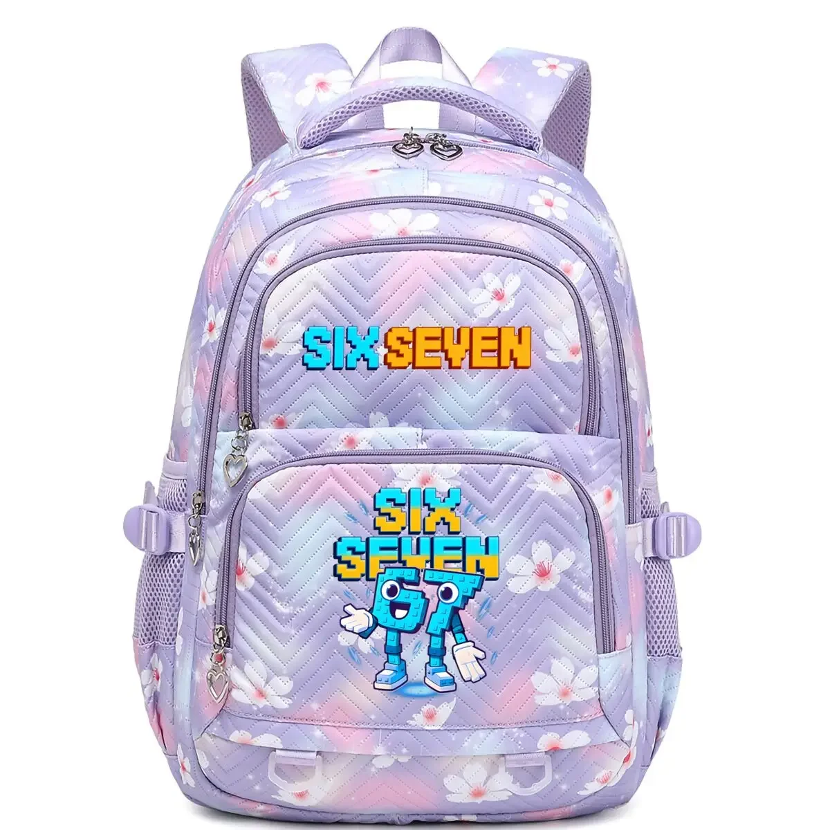 Men Women Cartoon Pixel Number Character Print Schoolbag Large Pocket Student Travel Rucksack Girls Cute Trendy Teen Backpack