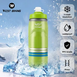 WEST BIKING 3 Layer Cold Insulated Cycling Water Bottle 620ML Portable MTB Road Bike Heat And Ice-protected Bicycle Fitness Bott