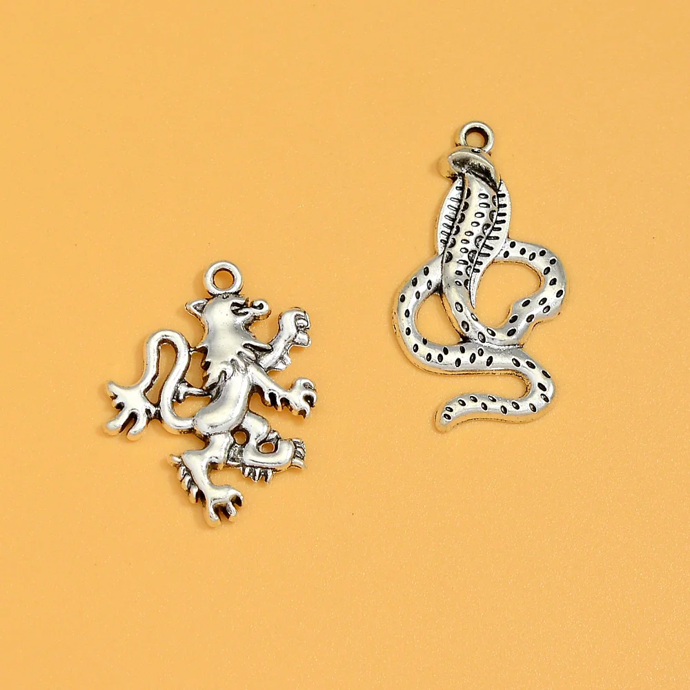 10pcs/lots Vintage Lion Snake Raven Bird Badger Charms Animals Pendants For Diy Jewelry Making Supplies Accessories Handmade — zdjęcie 3