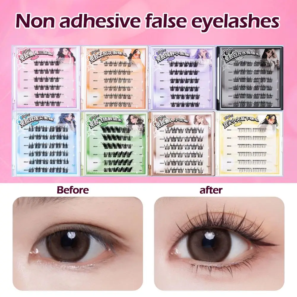 Uwn Kleberfreie falsche Wimpern, Star Eye Kleberfreie Serie, nicht klebende falsche Wimpern, einfach zu bedienen und mehrere Stile