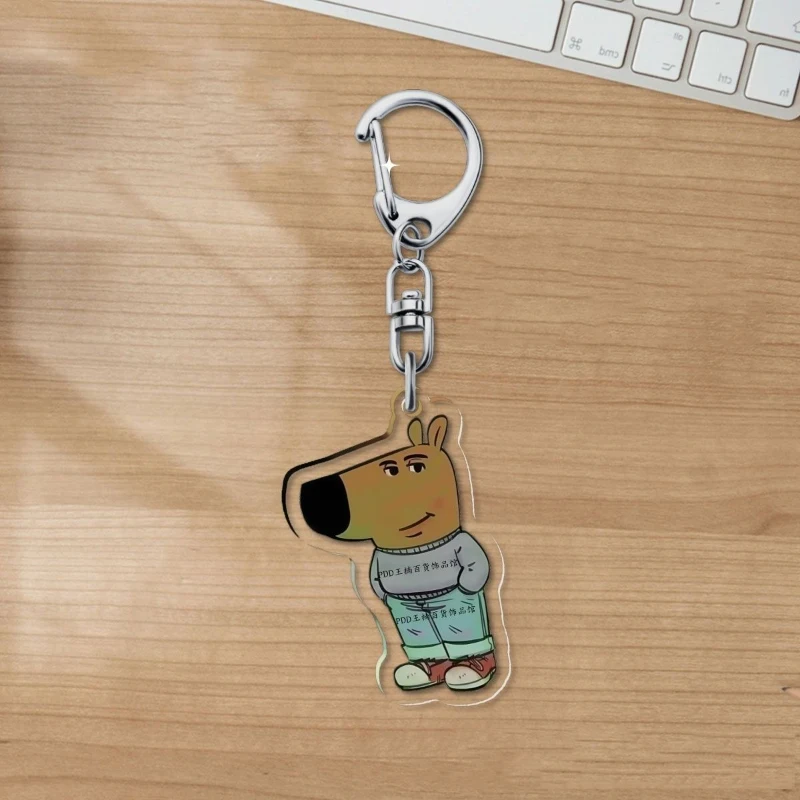 Anime Chill Guy Dog Cosplay Keychain Unisex Acrylic Keyring Key Chain Bag Pendant Accessories Prop Gift