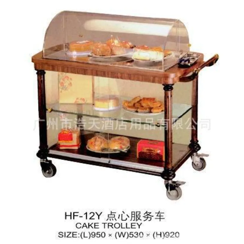 Supply hotel three-layer dim sum service cart, hotel lobby service cart, tea hand push mobile service cart