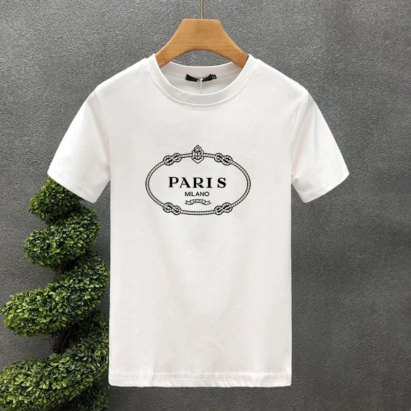 Luxury Brand Paris 100% Cotton High-quality Printed Couple T-shirt Summer Harajuku Unisex Short-sleeved T-shirt