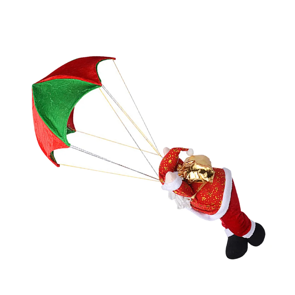 Skydiving Santa Funny Parachute Pendant Xmas Tree Ornament Plush Figure Toys Claus Decor Elder