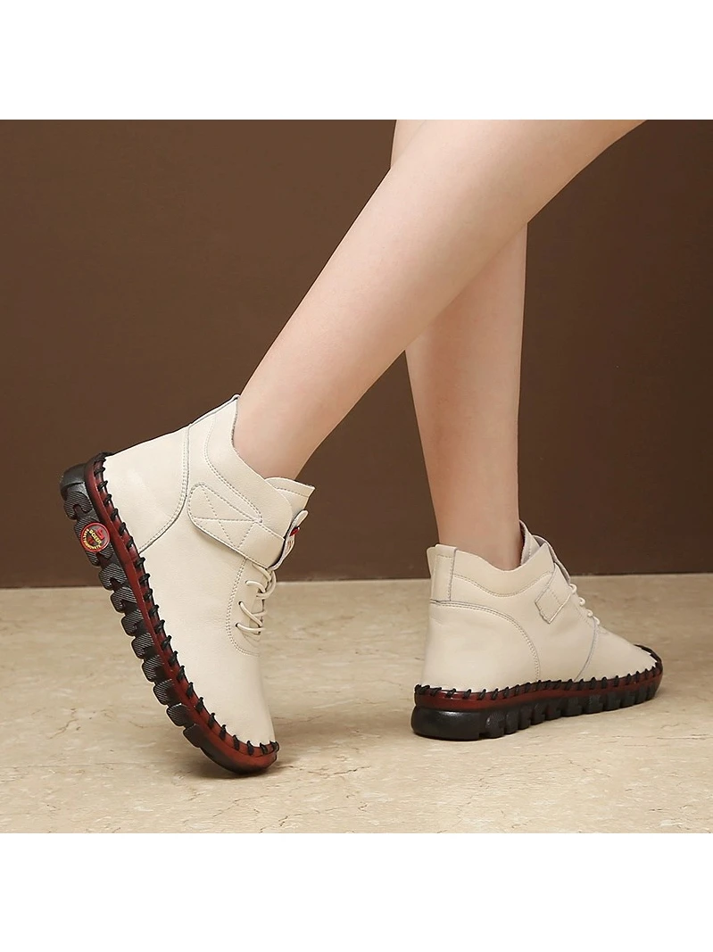 

Women's Cotton oes Flat Bot Autumn Winter Soft Sole ort Boots Comfortable Anti-slip Mom oes Fce Lined Versatile C...