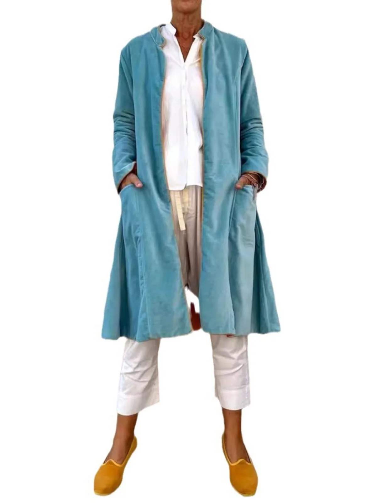 Manteau Long décontracté Double face pour femmes, automne hiver, coupe-vent de rue, fermeture à glissière en Fiber de Polyester