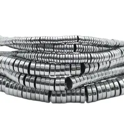 Coin Shape Natural Stone Silver Color Hematite 3/4/6/8MM Flat Round Spacer Loose Beads For Jewelry Making DIY Bracelet Findings
