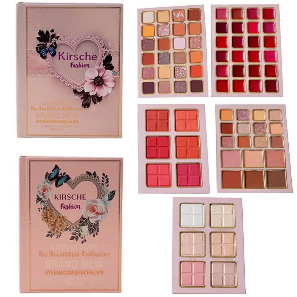 

5-Layer Folding Eyeshadow Palette Book Shaped Long-Lasting Beauty Book Makeup Kit Shimmer Matte Glitter Powder Blusher