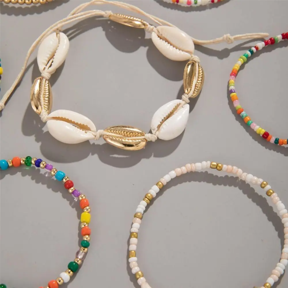 

Trendy Rice Bead Bohemian Style Necklace Shell Ethnic Style Bead Braided Rope Bracelet Retro Star Beach Choker Women