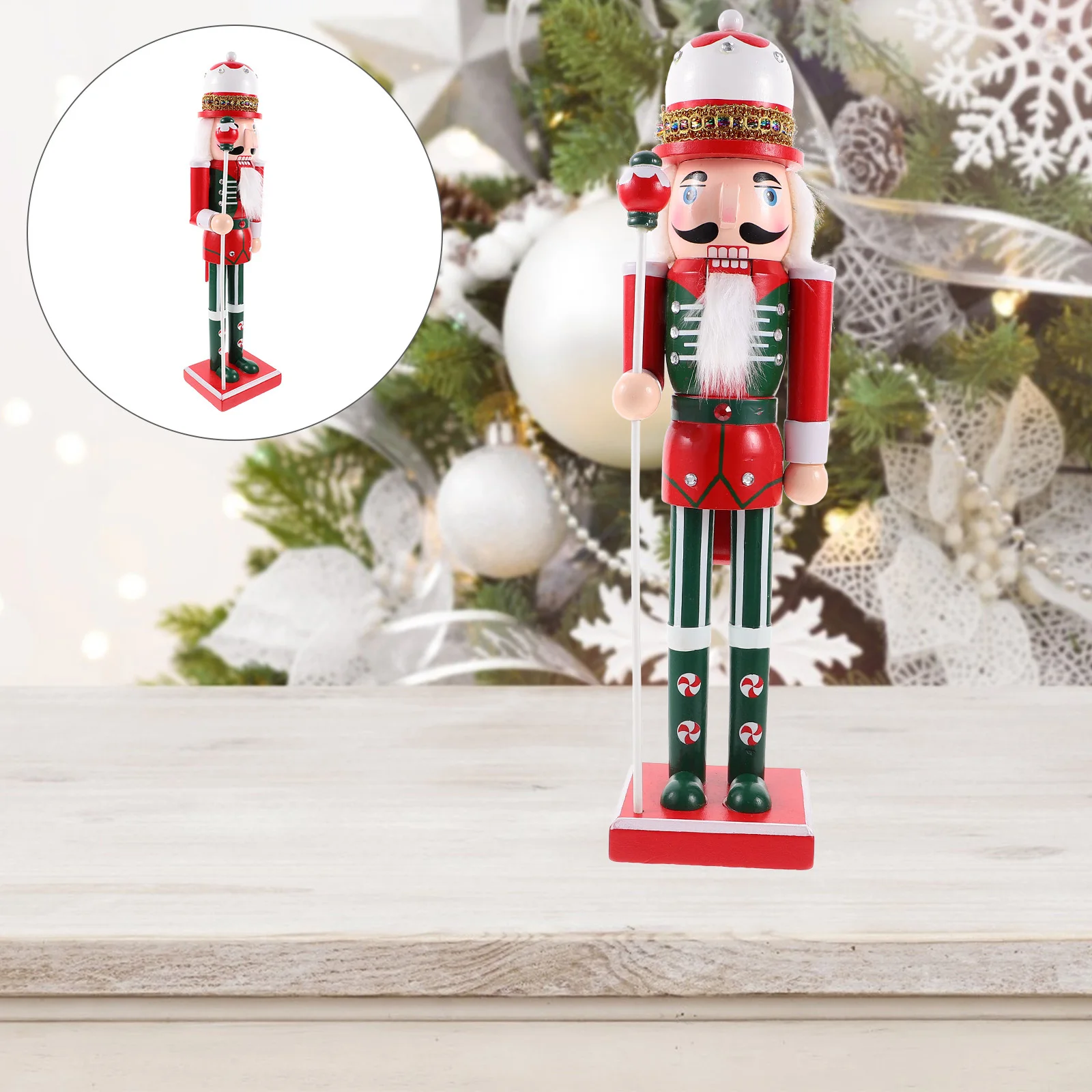 

Wood Christmas Nutcracker Ornament Xmas Wooden Nutcracker Decor Delicate Craft Holiday Desktop Decoration Christmas Gifts