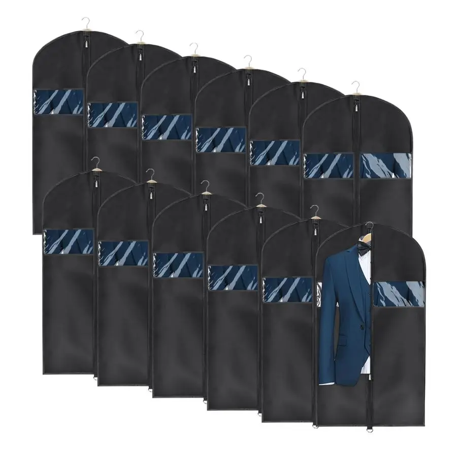 

Garment Bag Suit Bag for Storage and Travel 43 inch, Washable Suit Cover for TShirt, Jacket, Suits, Coats, Set of 12, Oxford Fab