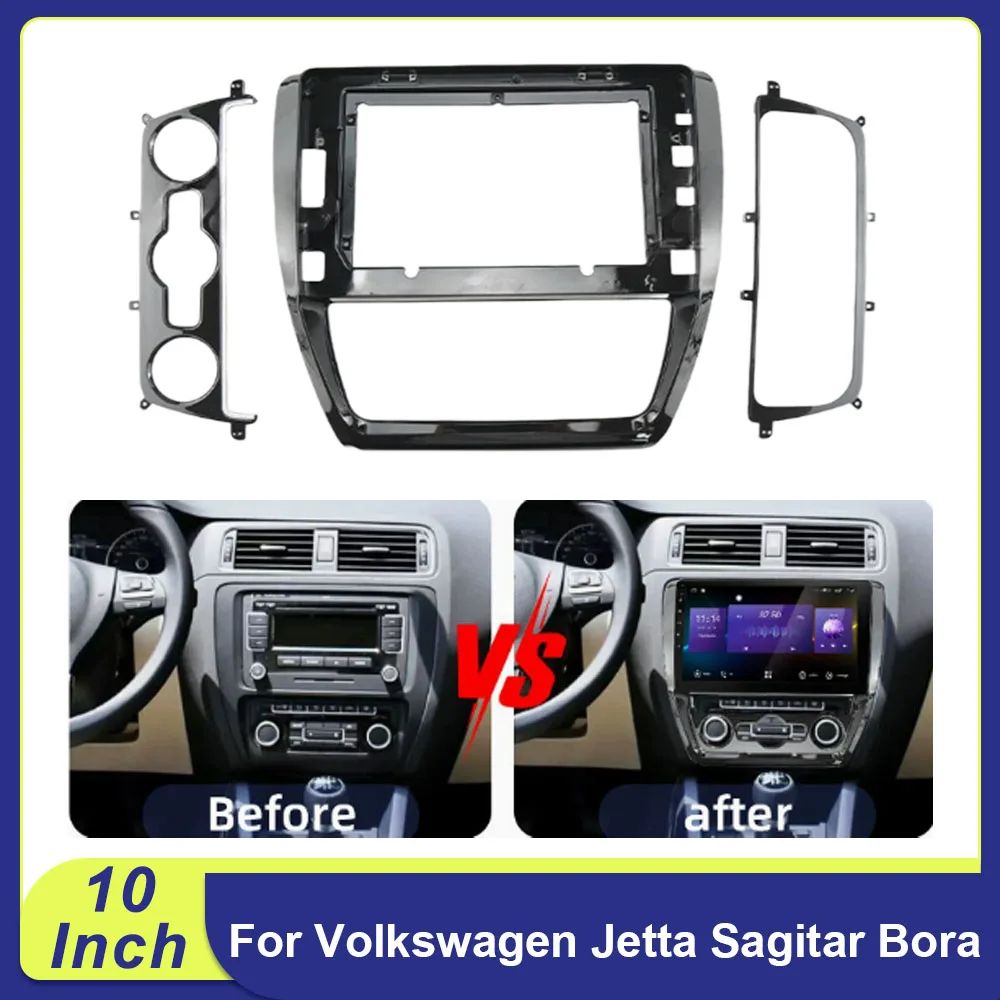 

10-дюймовая рамка для автомагнитолы Volkswagen Jetta Sagitar Bora, адаптер Canbus, декодер, комплект для установки Android-радио, аудиопанель, установочный комплект