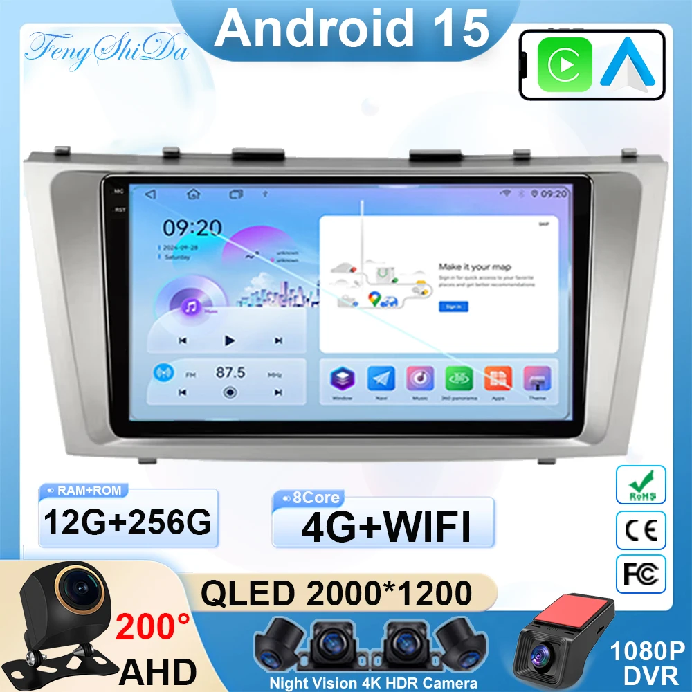 

Android 15 Car Radio Multimedia Video Player For Toyota Camry 7 XV 40 50 2006 08 2009 2010 2011 GPS 4G Carplay Auto Stereo CPU