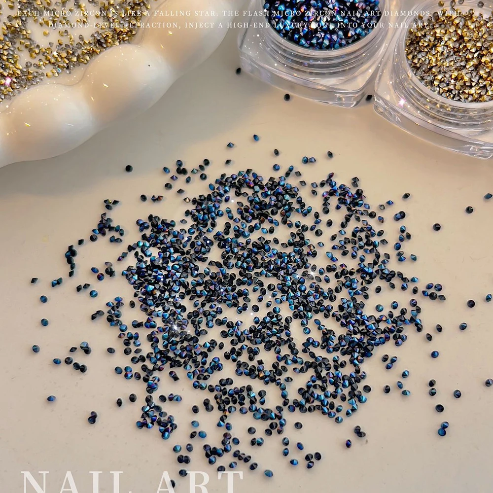 1box Royal Blue Dual Pointed Back Cubic Nail Diamond Rhinestones 6mm Crystal Gem Beads Nail Charms Faceted Glass Nail Decoration