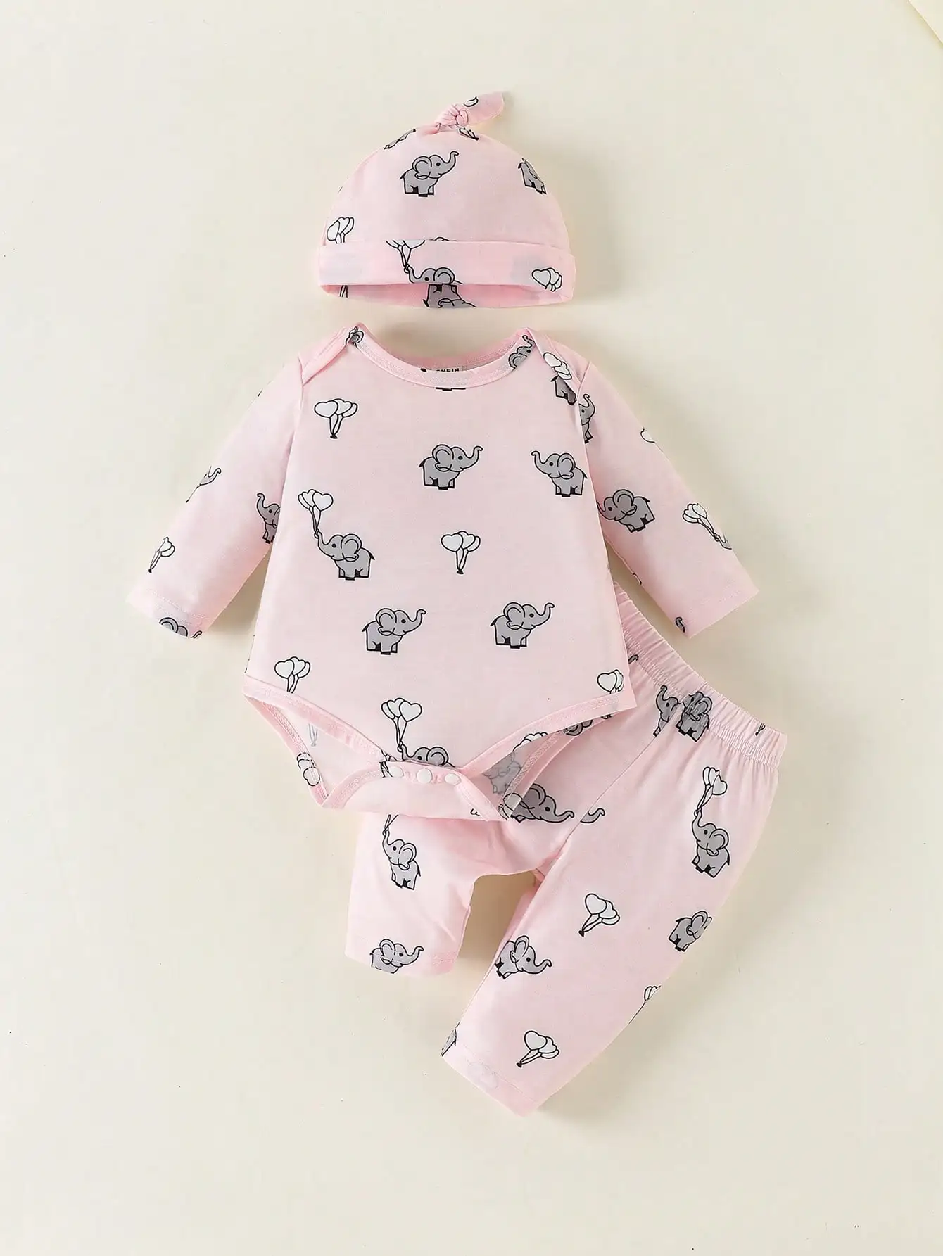 3 Sets Of New Spring And Autumn Newborns Comfortable Soft Skin Cute Casual Long Sleeve Clothes + Pants + Hat Baby Printed Suit