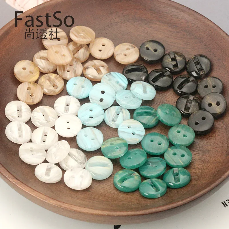 10pcs 11mm Resin Shirt Buttons for Clothing Sewing Luxury Small Baby Sweater Cardigan Skirt Green Blue Accessories 2 Holes