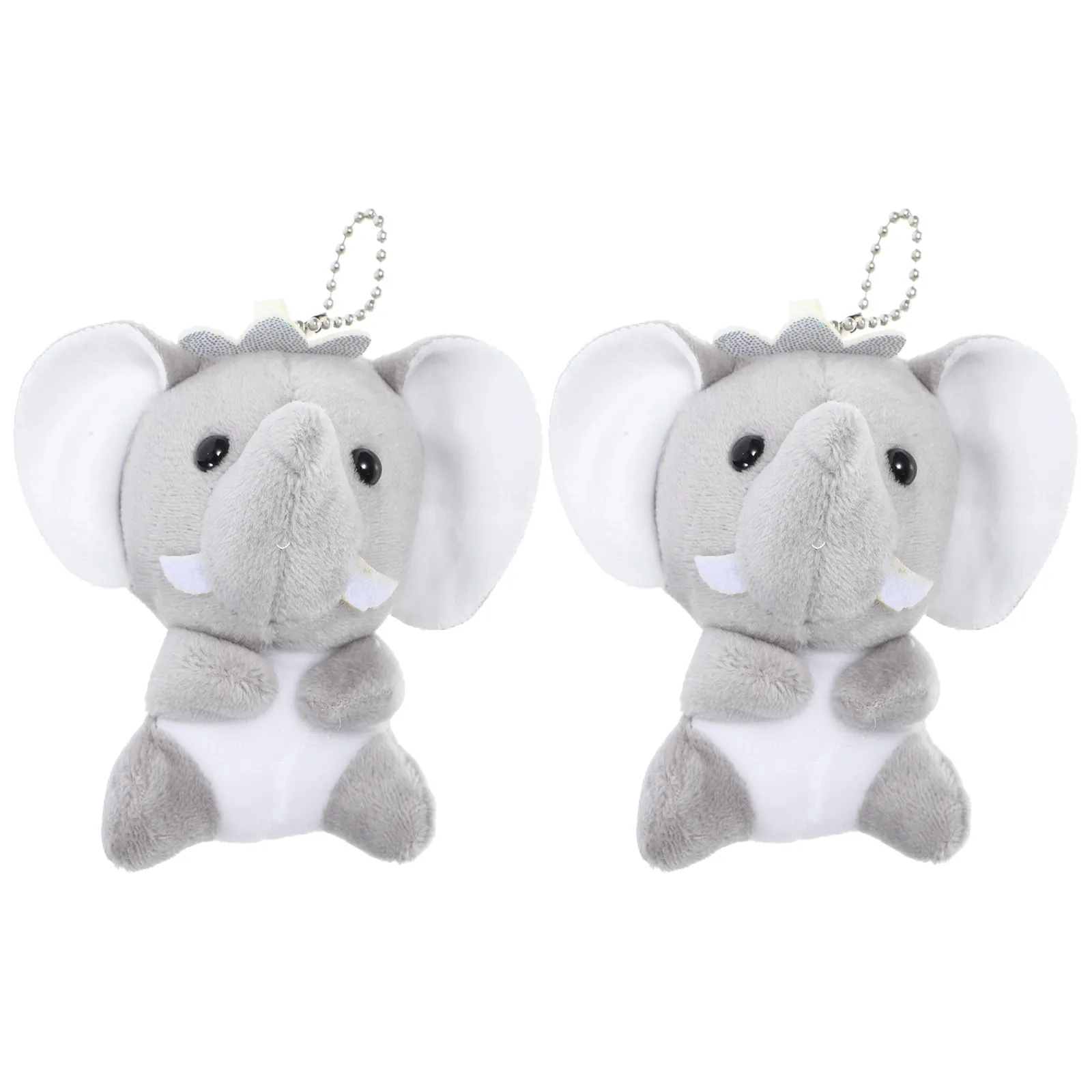 

2pcs Elephant Keychain Charm Bag Hanging Decor For Kids Schoolbag Pendant Stuffed Animal Ornament Kawaii Backpack Accessory