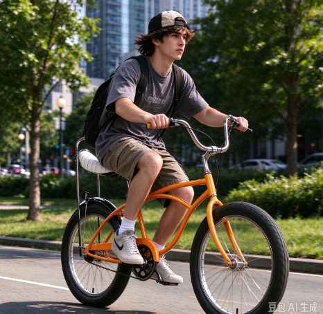 Orange 20 Inch Banana Seat Bike Steel Frame Springer Fork Fenders Single Speed Coaster Brake Banana Seat Home 17.62 Kilograms
