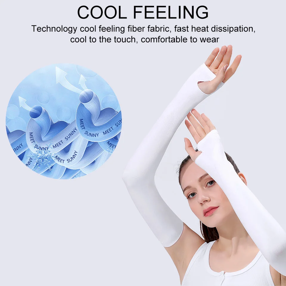 NOFOXO Ice Sleeves Arm Guard Sleeve Warmer Riding Sports Sleeves Sun UV Protection Hand Cover Support Fishing Cycling Unisex