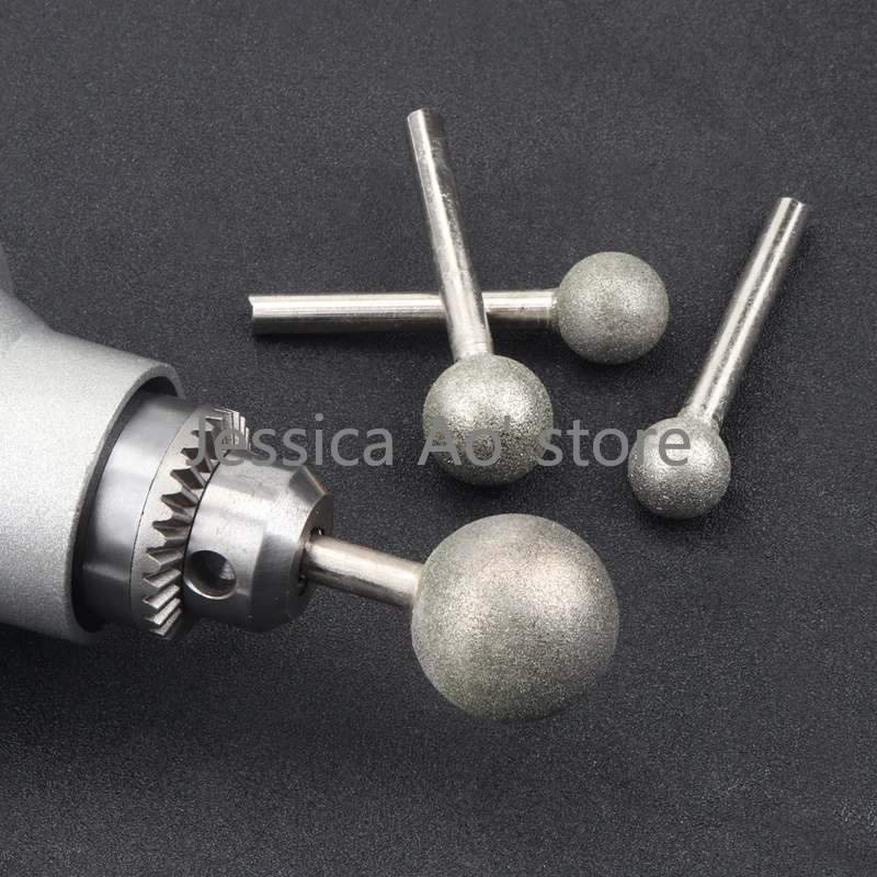 

2pcs 14-30mm P60-120 Round Ball Diamond Grinding Head Jade Carving Sanding Tools Round Ball Rotary Burrs Marble Polishing
