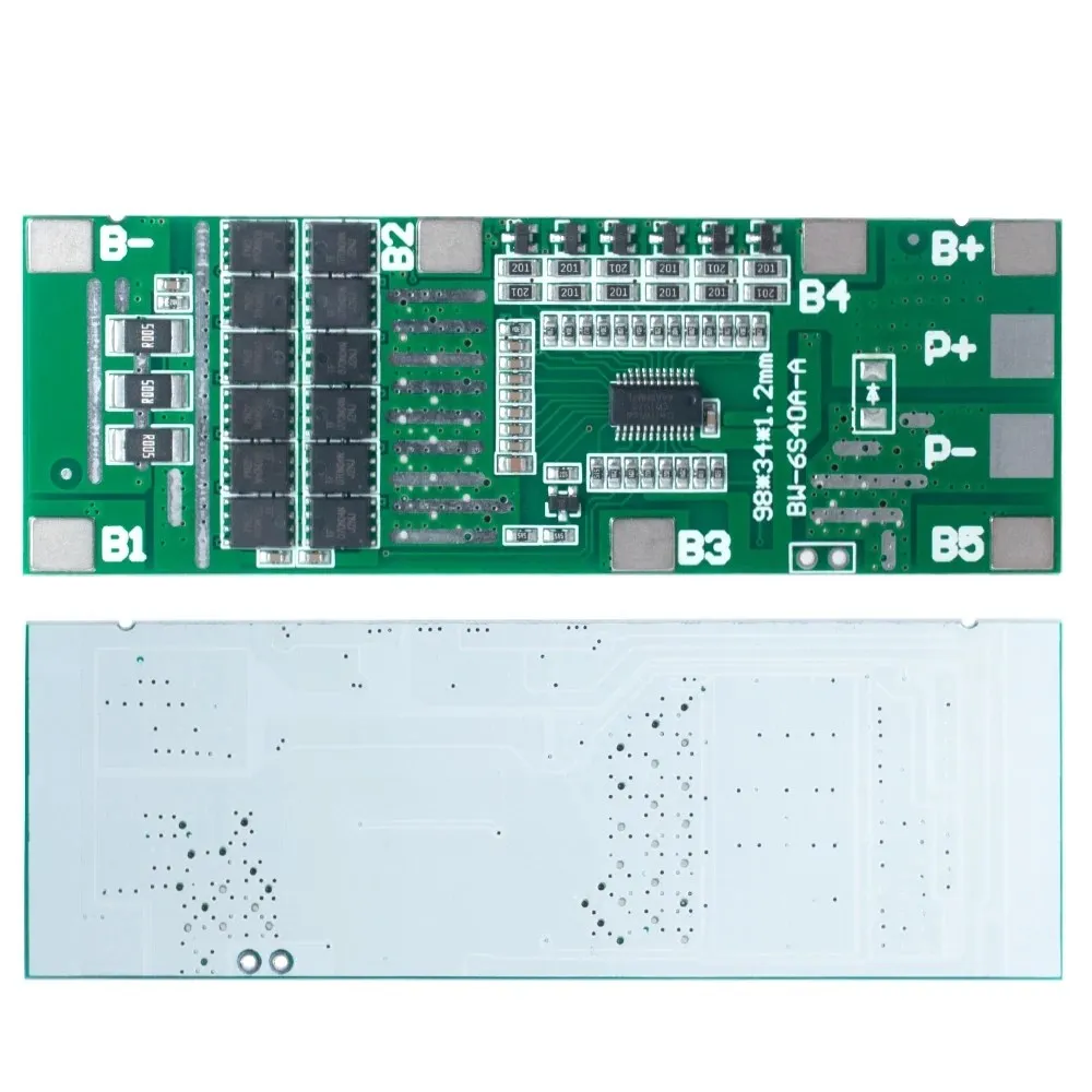 6S 40A 24V 18650 Li-Ion Lithium Battery Protect Board Solar Lighting Bms Pcb With Balance For Ebike Scooter