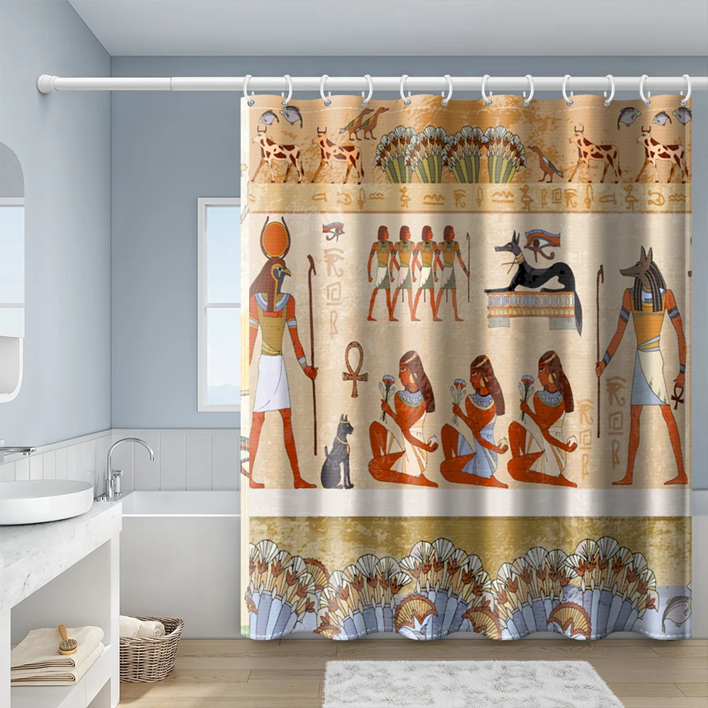 Ancient Human Social Life Pictures Shower Curtain Waterproof Polyester Fabric Bathroom Curtain With Hook