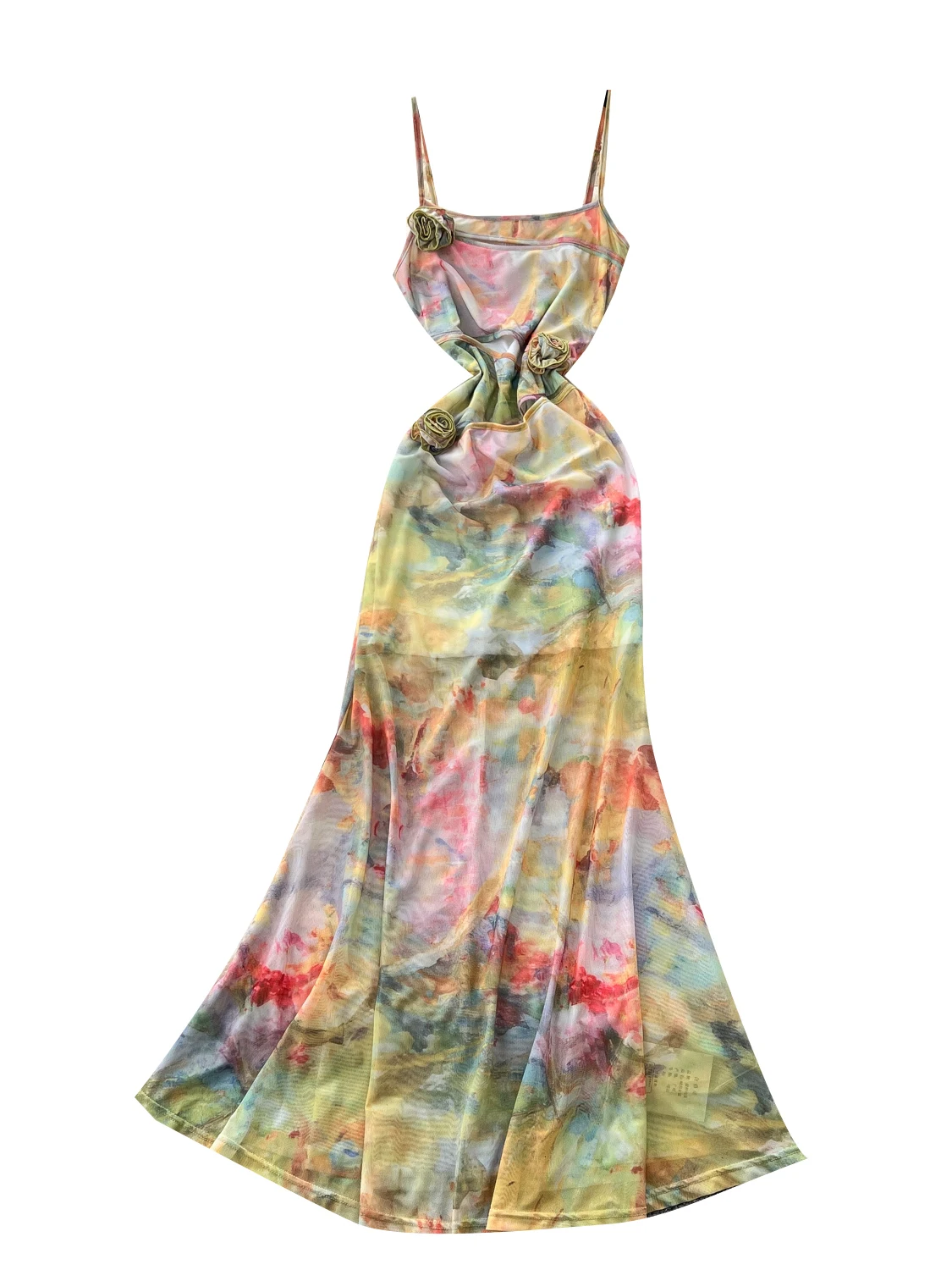 Rétro frottis imprimé Me Strap Dr femmes été 2025 t-shirt dimensionnel fleur taille mince longue Dr coréen Sle taille haute...