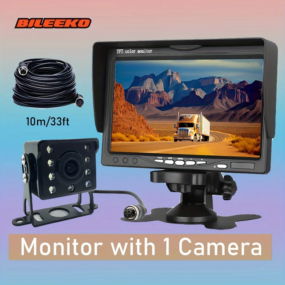 Truck Rear View Backup Kit with 7 inch Monitor Display Heavy Duty Night Vision Reverse Camera Parking Assistant