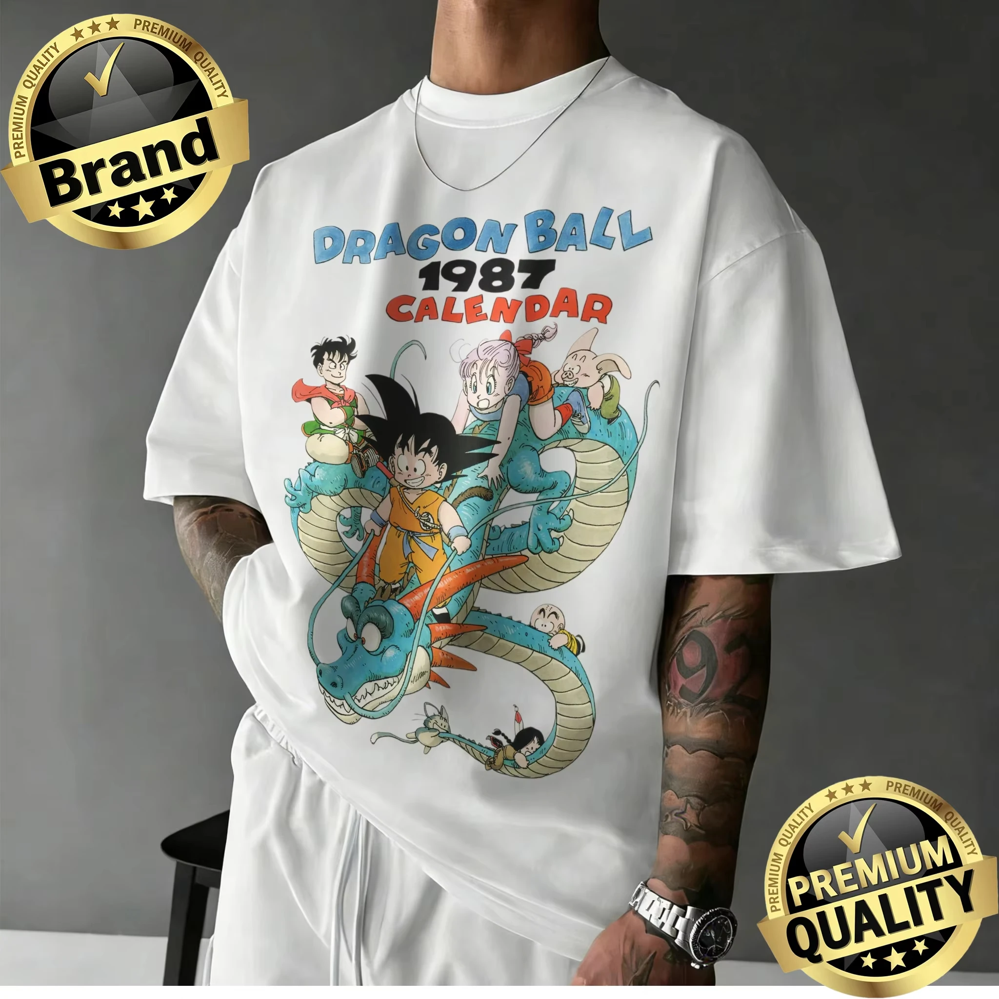 Camiseta Retro de Anime Dragon Ball, Talla Grande, Nueva Colección Verano 2026, Diseño Gráfico Retro del Calendario de 1987, Algodón Casual, Estilo Y2K