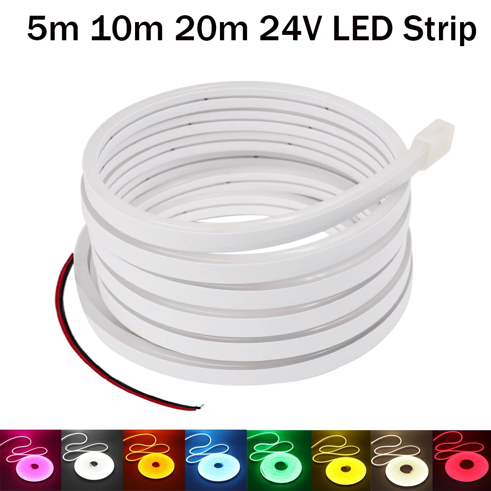 24V LED Neon Light 2835 120Leds/m Flexible LED Strip Light 5x11mm Waterproof LED Tape 0.5-20m White Warm Ice Blue Yellow Pink