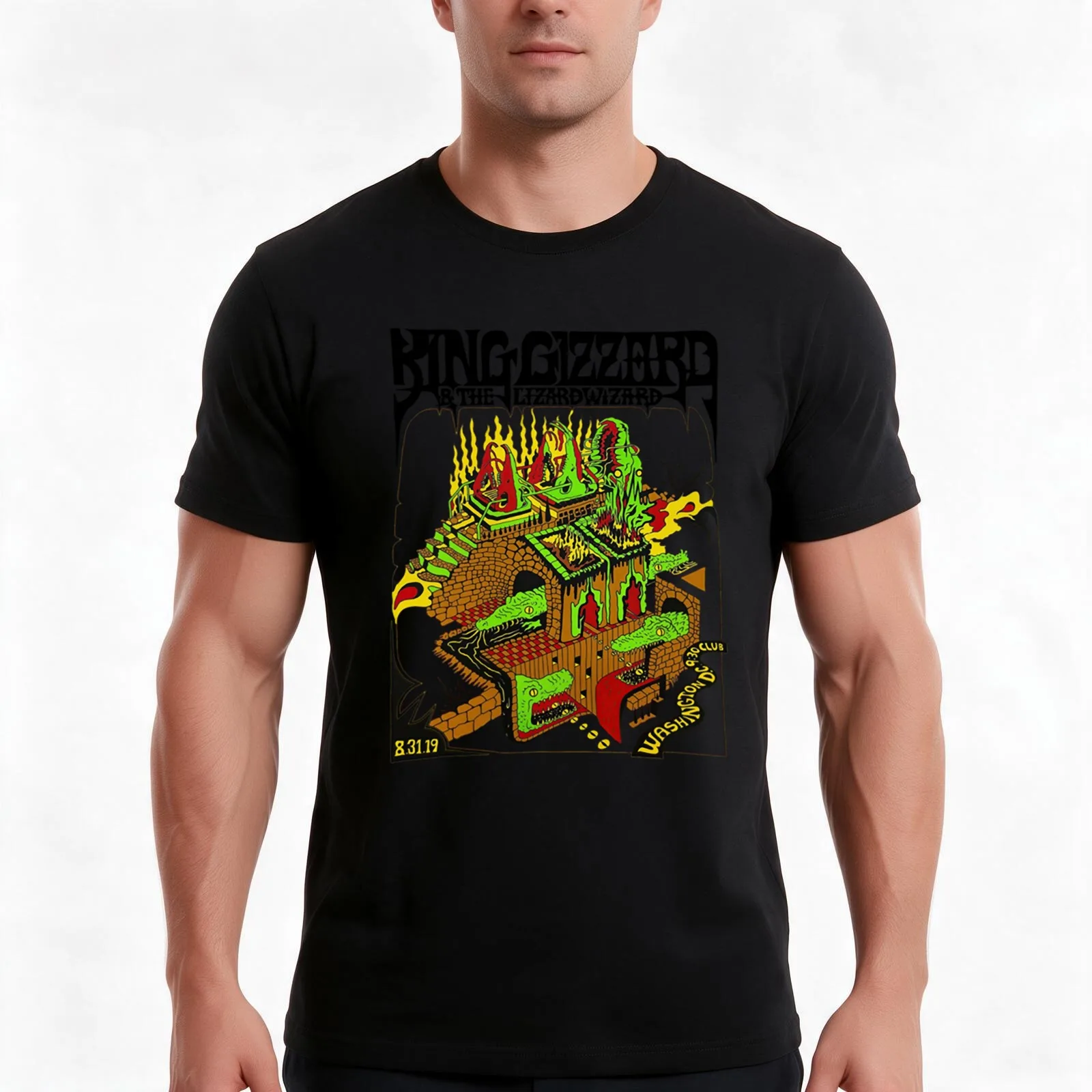 Sketches of Brunswick East King Gizzard And The Lizard Wizard Rock T-Shirt, Summer Casual Cotton Tee, Oversized Streetwear Tops