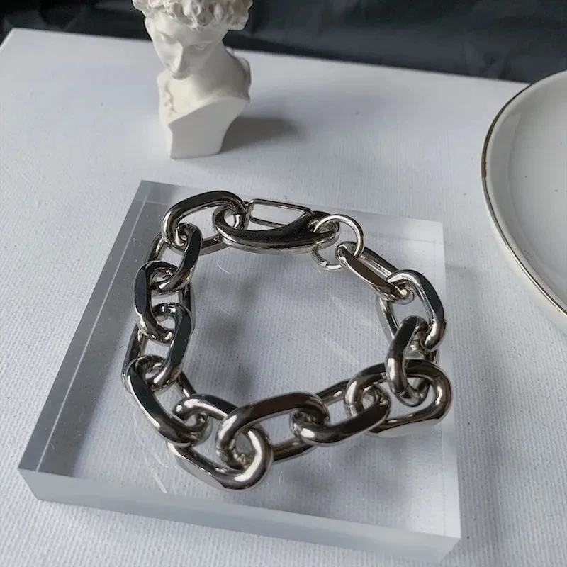 Fashion Trend Hip Hop Punk Couple Bracelet Bracelet Simple Thick Chain Stainless Steel Bracelet Unisex Jewelry Accessories