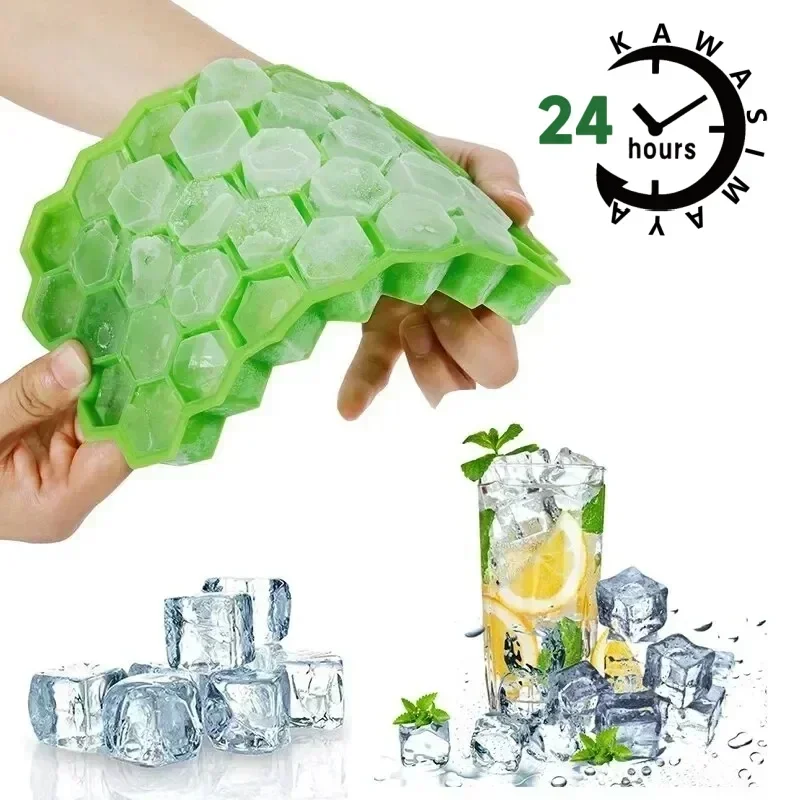 

37 Cavity Ice Cube Mold Reusable Silicone Cube Mold BPA Free Ice Cream Maker with Lids DIY Popsicle Mold Cube Trays