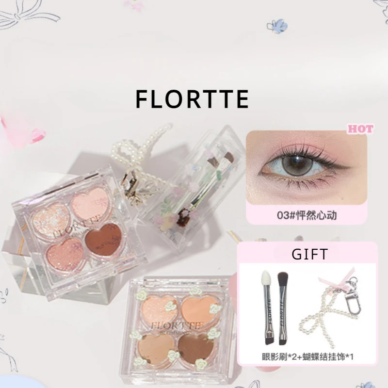 

FLORTTE Love Yourself Series 4Color Eyeshadow Chameleon Palette Matte Pearlescent Smoked Sequins Eyes Makeup With Brush