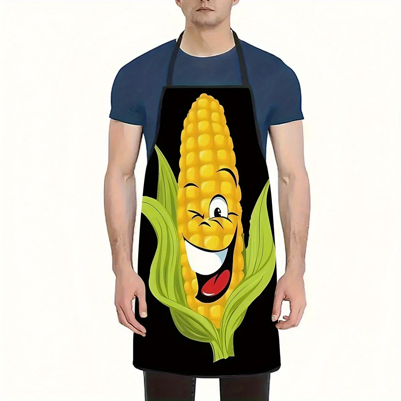 Print Polyester Apron Playful Corn Design, All-Season Unisex Kitchen & Garden Apron for Cooking, Baking, BBQ, Gardening