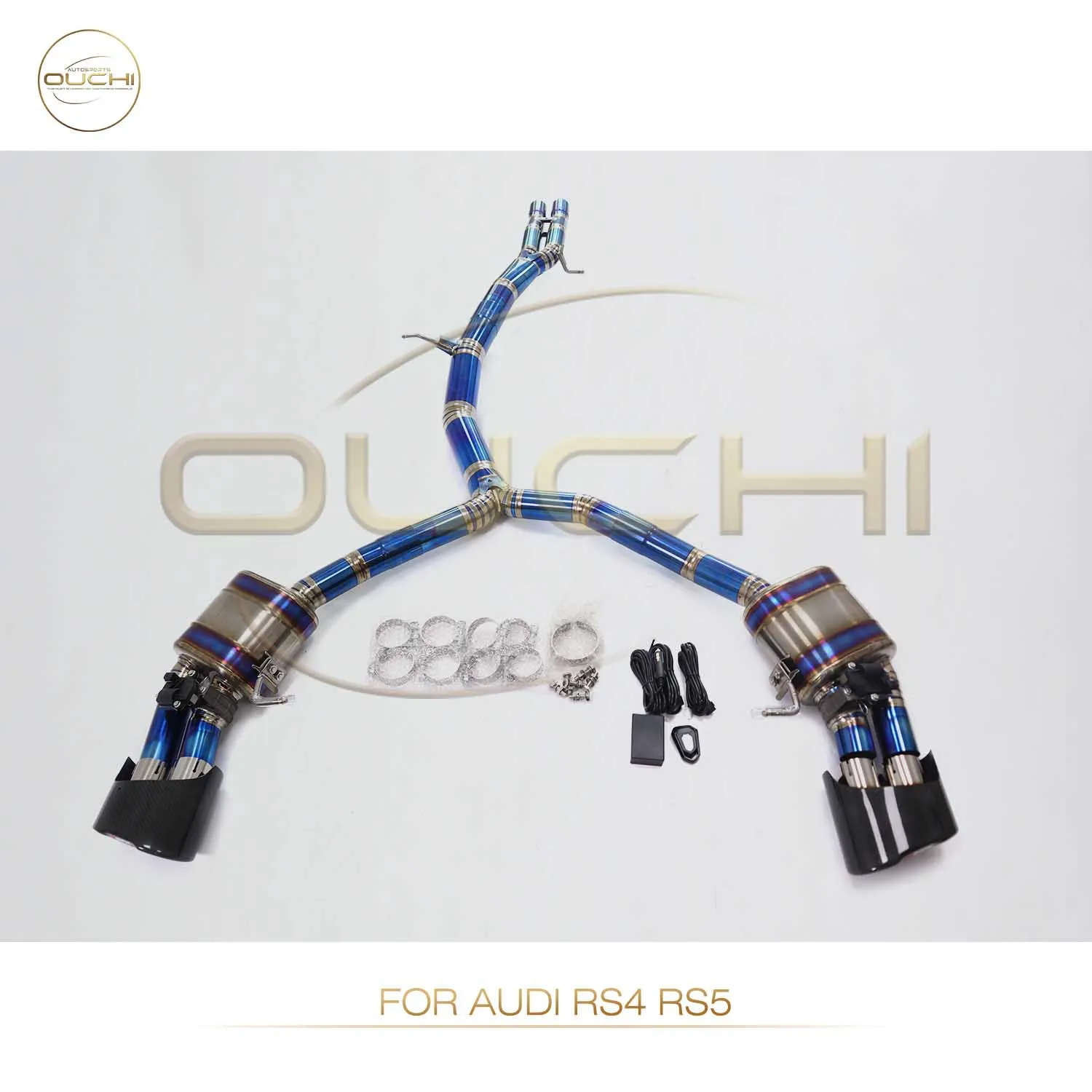 

High performance catback for AUDI RS4 RS5 B9 OUCHI Titanium alloy exhaust system Car Accessories with valves tips